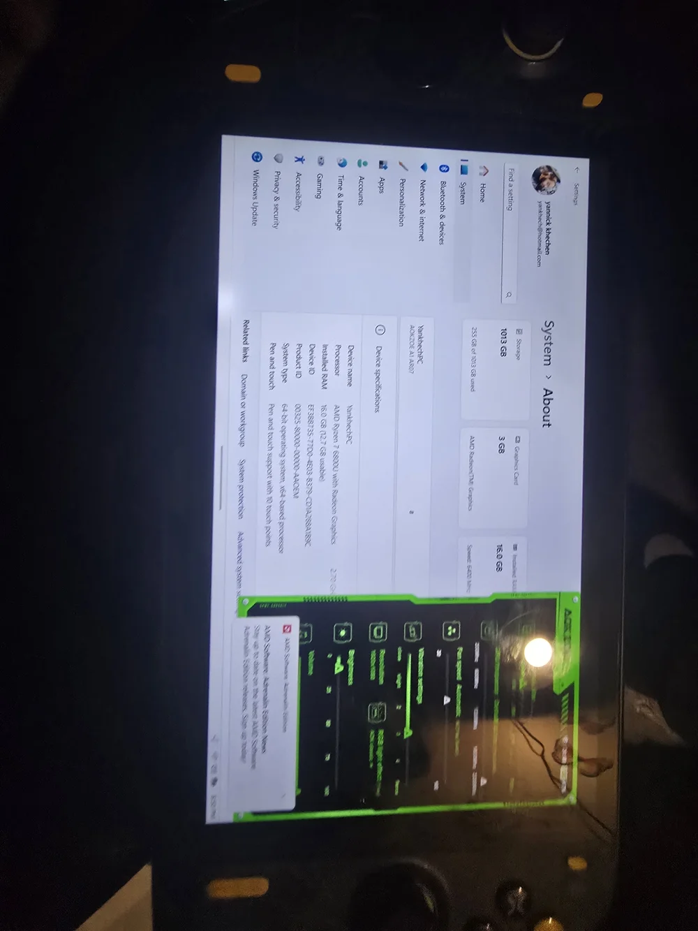 Handheld Gaming Laptop - Black with Green Accents